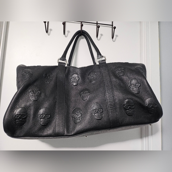 Io Pelle Italia Genuie Leather Skull Duffle Bag - Picture 1 of 7